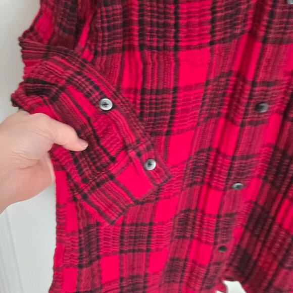 MADEWELL Classi Red & Black Plaid Collared Button Front Longsleeve Shirt Size S - Picture 2 of 8
